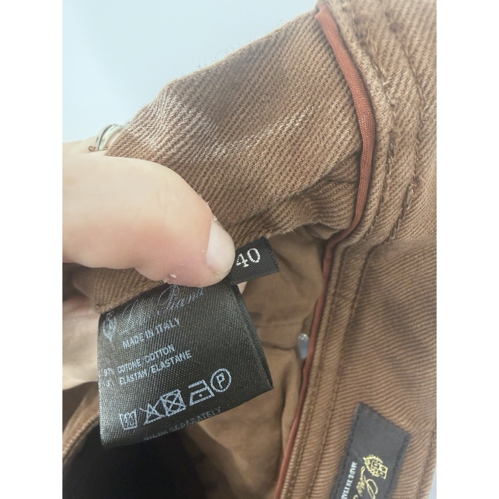 Loro Piana Pants Womens 40 Brown Cotton Stretch Slim Leg Jeans Made Italy Luxury - Picture 7 of 11